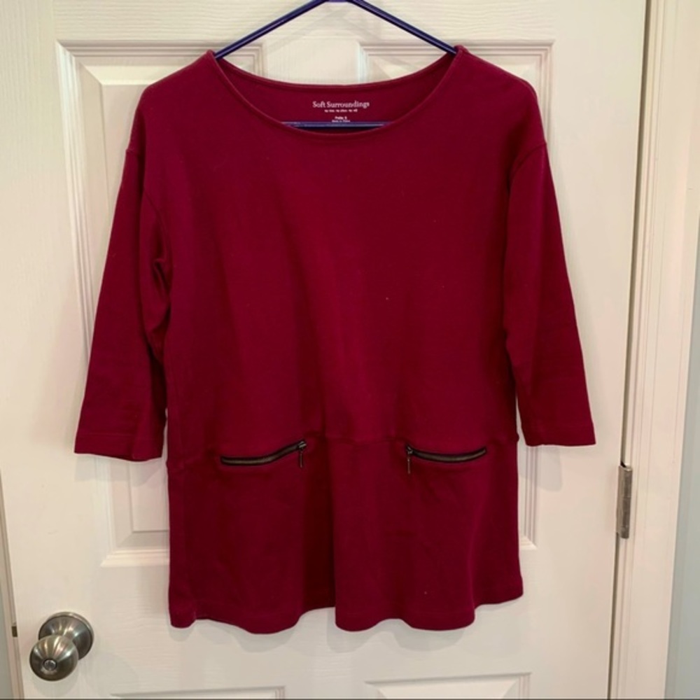 Soft surroundings deep red short sleeve tunic top